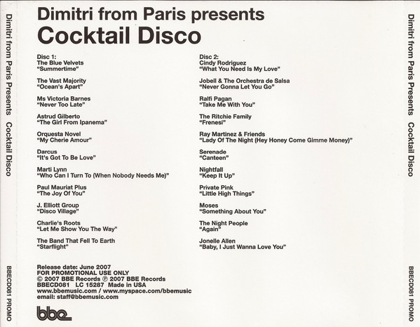 Dimitri From Paris - Dimitri From Paris Presents Cocktail Disco (2xCD, Comp, Promo) - Image 2