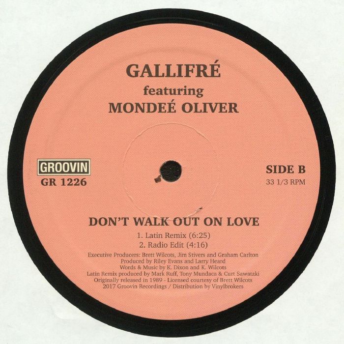 Gallifré Featuring Mondeé Oliver – Don't Walk Out On Love (Frankie Knuckles Remix) (12") - Image 2