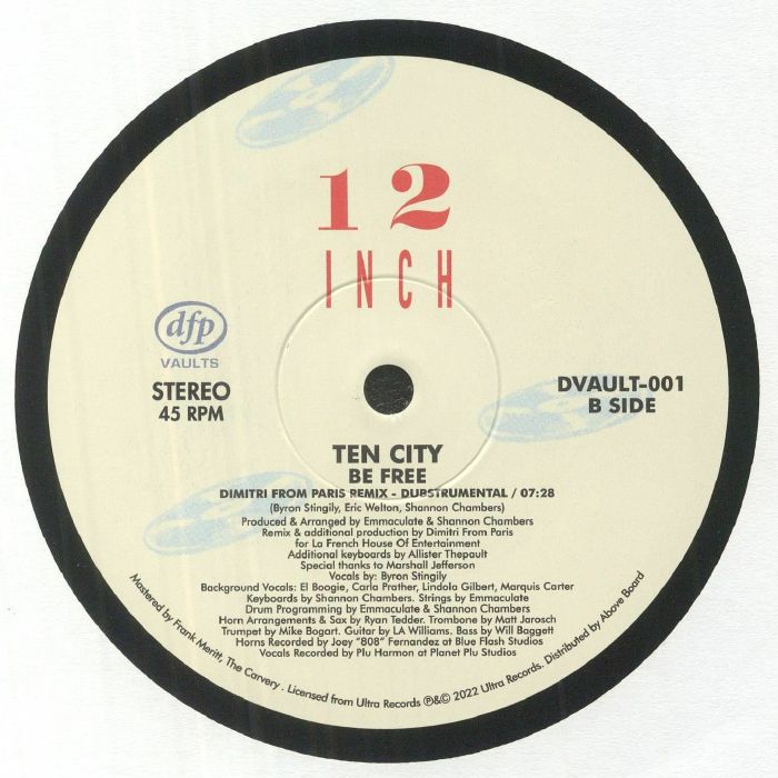 Ten City - Be Free (Dimitri From Paris Remix) (12") (VG+/M) - Image 2