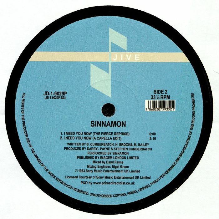 Sinnamon - I Need You Now (12") - Image 2