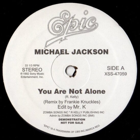 Michael Jackson / Lil' Louis - You Are Not Alone (Frankie Knuckles remix) / Club Lonely (Mr K Edit) (12")