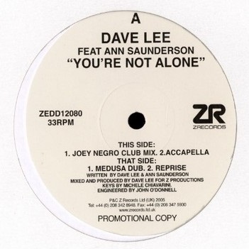 Dave Lee feat Ann Saunderson - You're Not Alone (12")