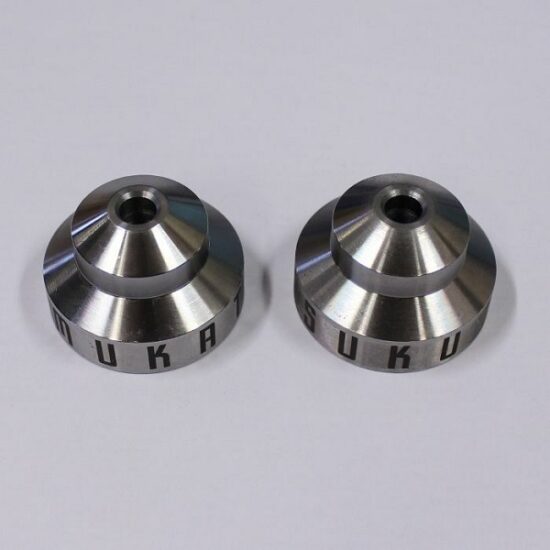 2 x Mukatsuku Heavy Stainless Steel Easy Grip Precision Made Laser Etched 45 RPM 7" Vinyl Record Adapter (Version 2)